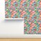 Tropical Florals Coral Flowers Island Hibiscus Pink Green Red Yellow Botanical Tropics Beach Colorful Custom Pre-pasted Wallpaper by Spoonflower Pre-Pasted Wallpaper 2FT Wide